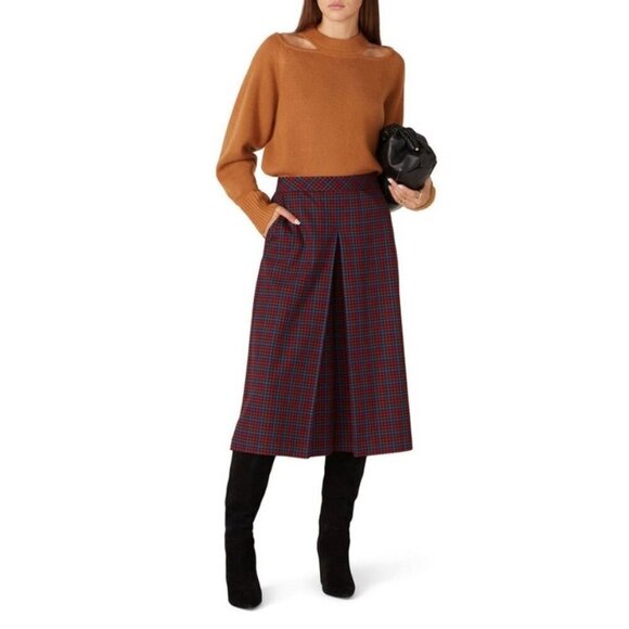 💕TRINA TURK💕 Prizzi Cropped Culottes Pant ~ 10 Multi-Color Check Print NWT - Picture 2 of 16